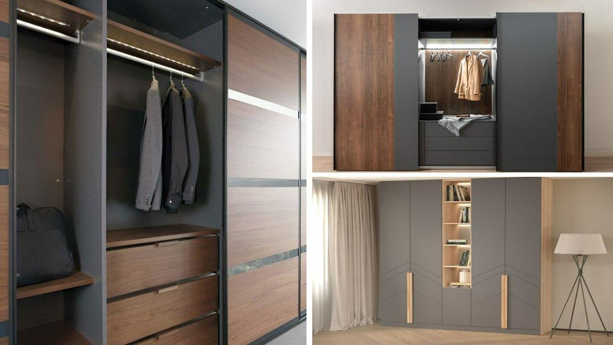 کمد دیواری طوسی قهوه‌ای در مدل‌های مختلف و توناژ رنگی های تیره تا روشن