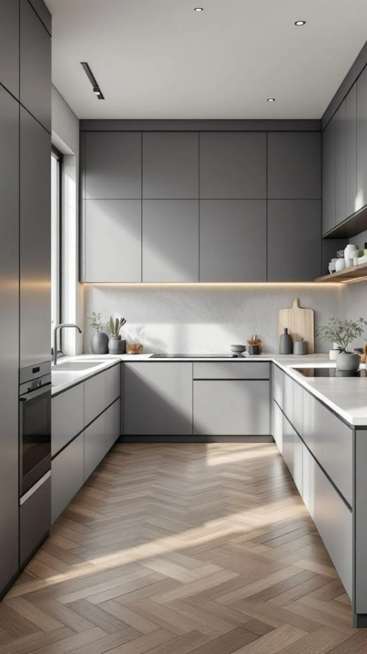 کابینت ام دی اف ترکیب سفید و طوسی