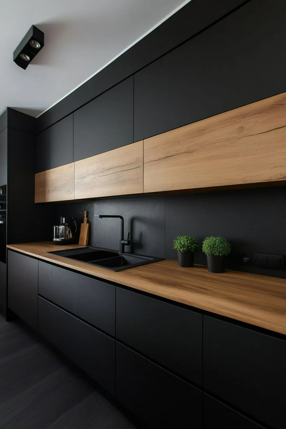 کابینت ام دی اف مشکی مدرن و طرح چوب