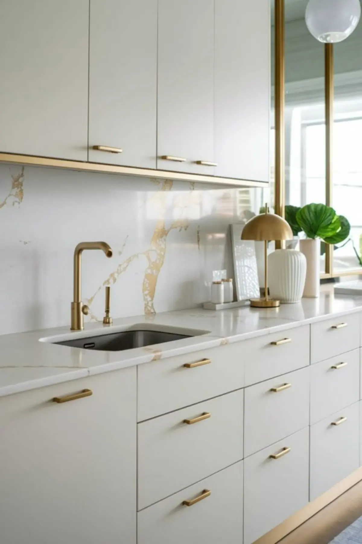 دستگیره کابینت های گلاس به رنگ طلایی و خطی
