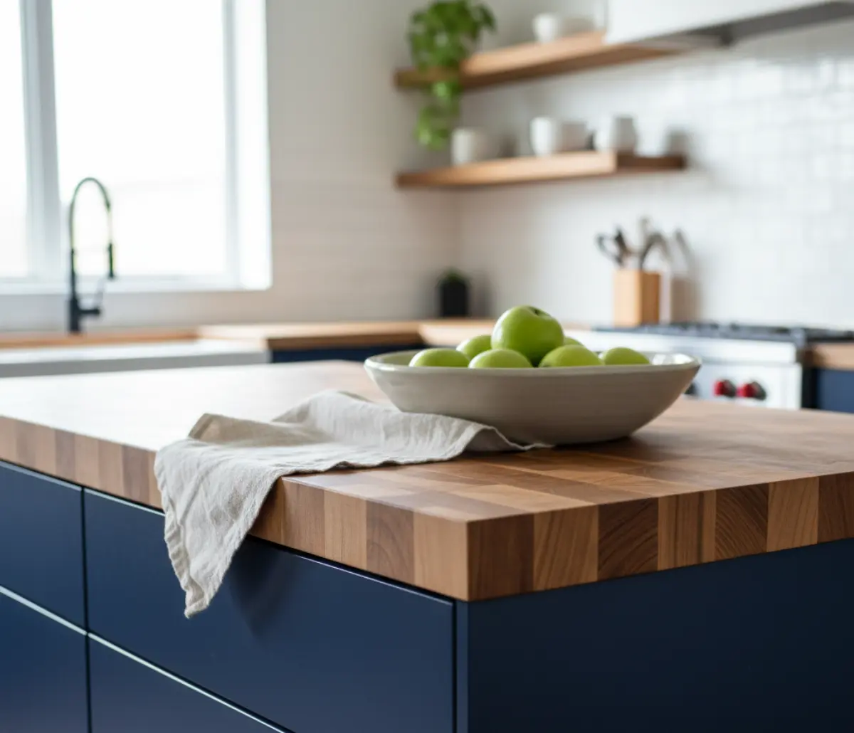 صفحه کابینت فینگر جوینت چوبی برای کابینت مدرن آبی