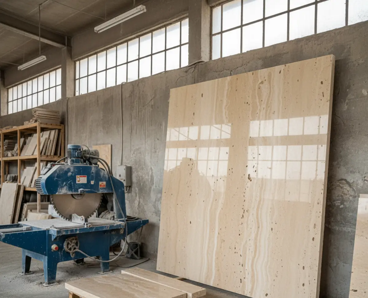 سنگ تراورتن عباس آباد کرم با رگه سفید