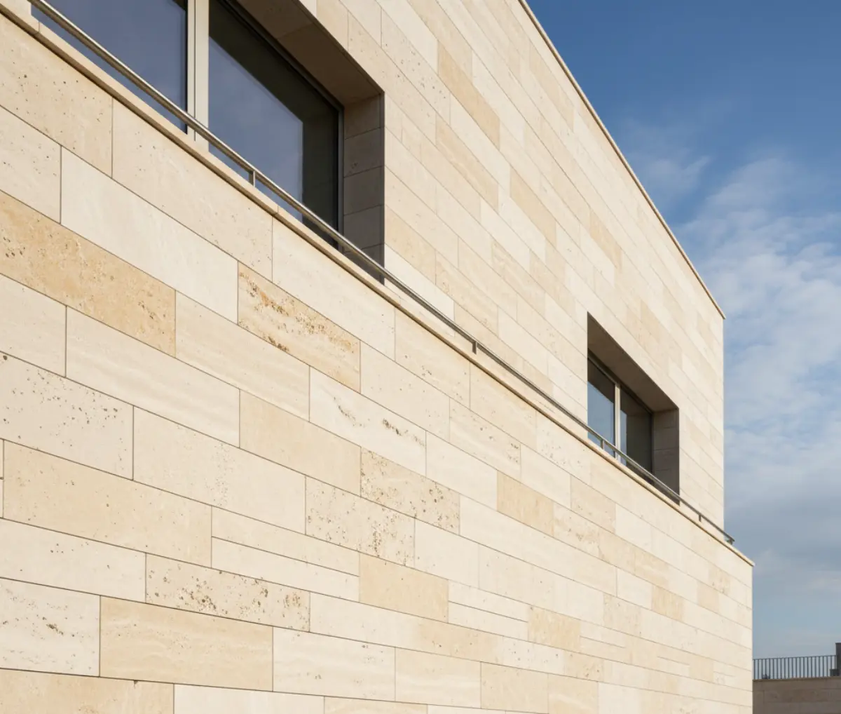 سنگ تراورتن  سفید کرم عباس آباد در نماهای خارجی