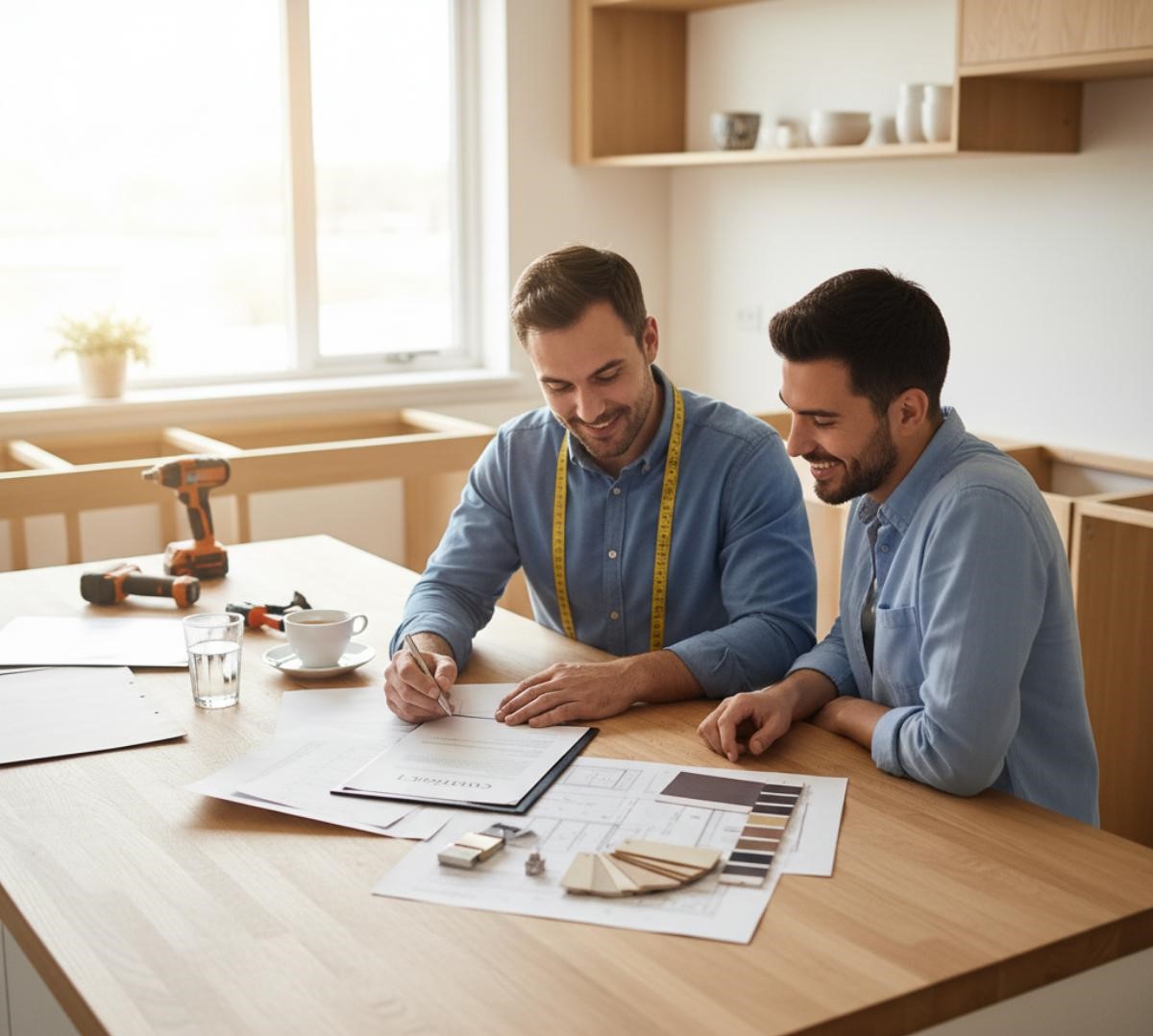 عکس شاخص بستن قرارداد بین کارفرما و کابینت ساز