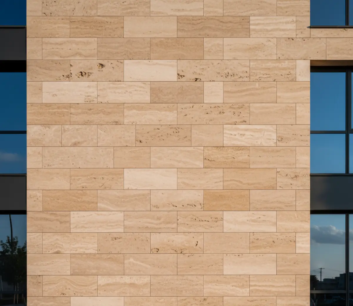 سنگ تراورتن کرم و بژ برای نمای ساختمان