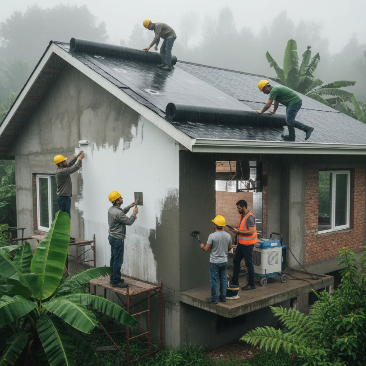 بازسازی سقف و دیوار بیرونی خانه در رشت