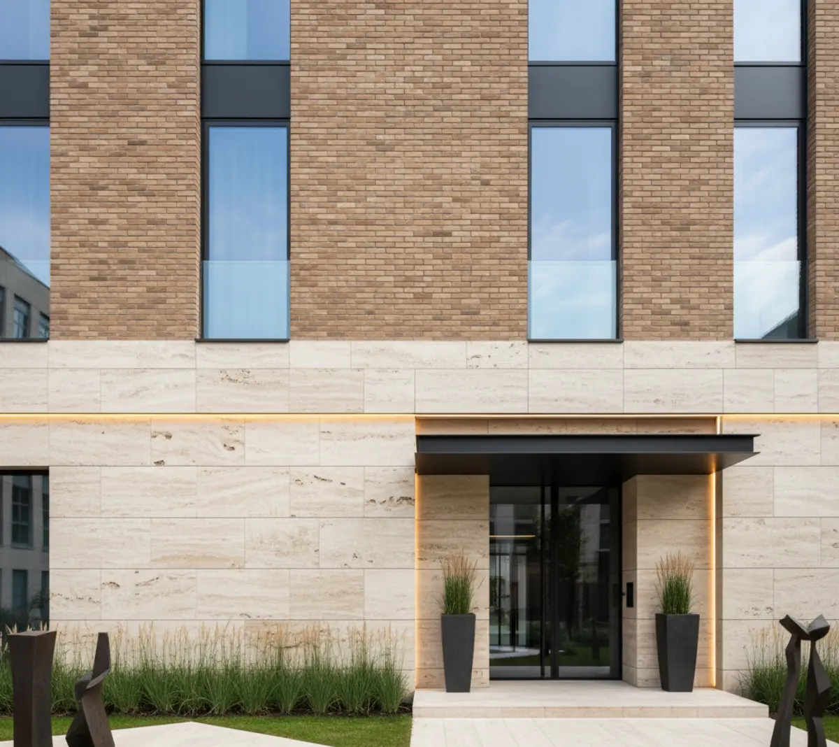 ترکیب سنگ تراورتن با آجر نسوز برای طراحی مدرن