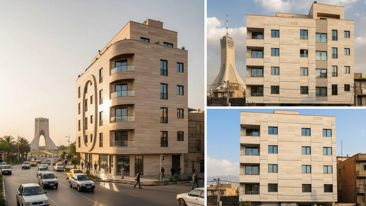 سنگ نما تراورتن به رنگ سفید کرم برای نماهای ساختمان