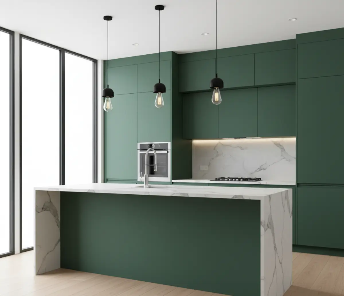 صفحه کابینت اچ پی ال طرح سنگ برای کابینت مدرن سبز