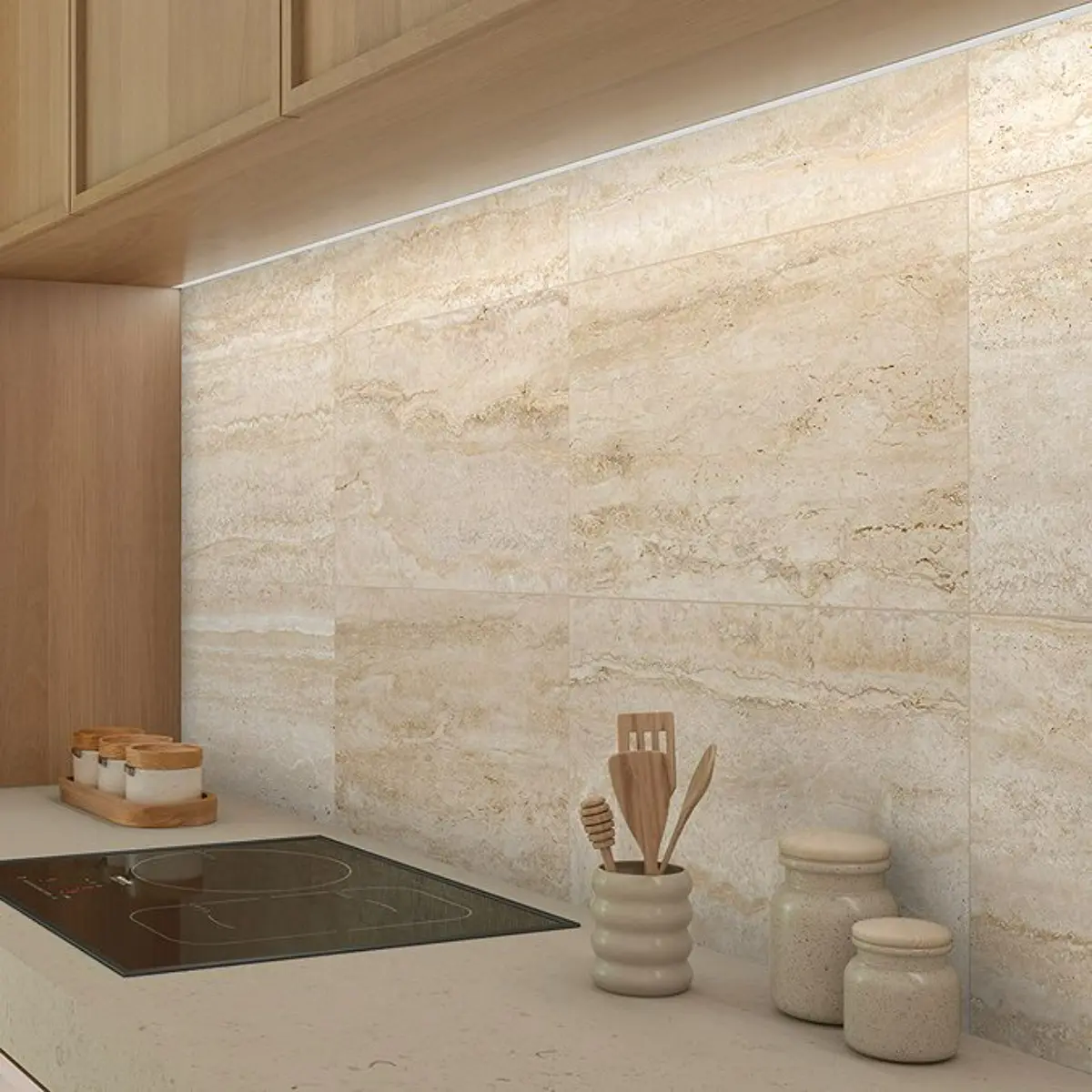 سنگ تراورتن مصنوعی کرم برای بینکابینتی