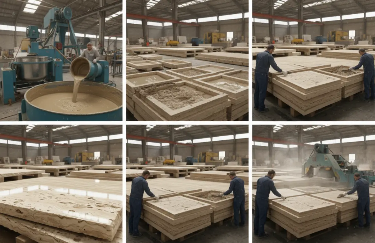 مراحل تولید سنگ تراورتن مصنوعی