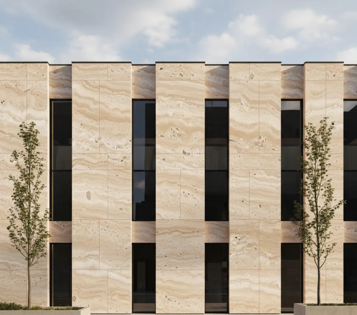 سنگ تراورتن سفید کرم برای نمای ساختمان