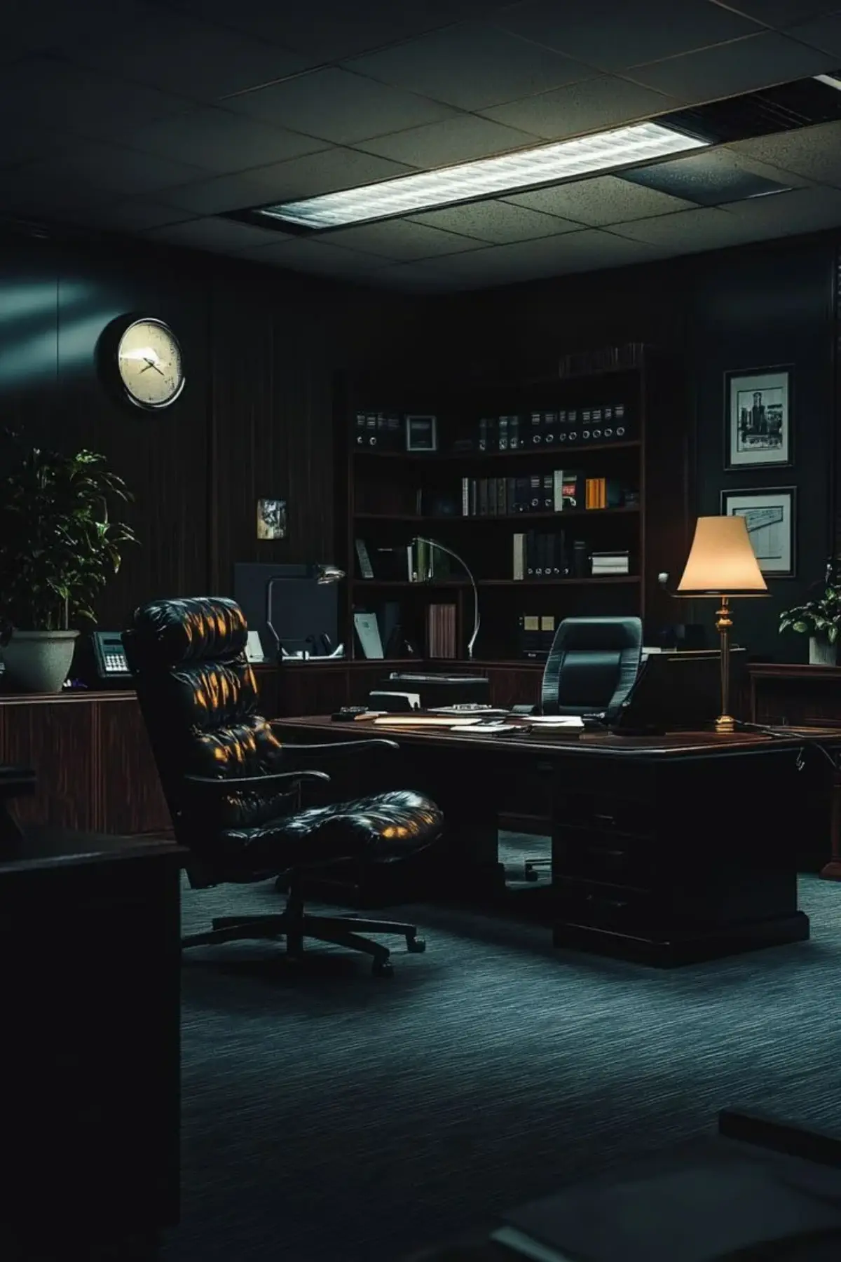 دفترکار با دکوراسیون تمام مشکی