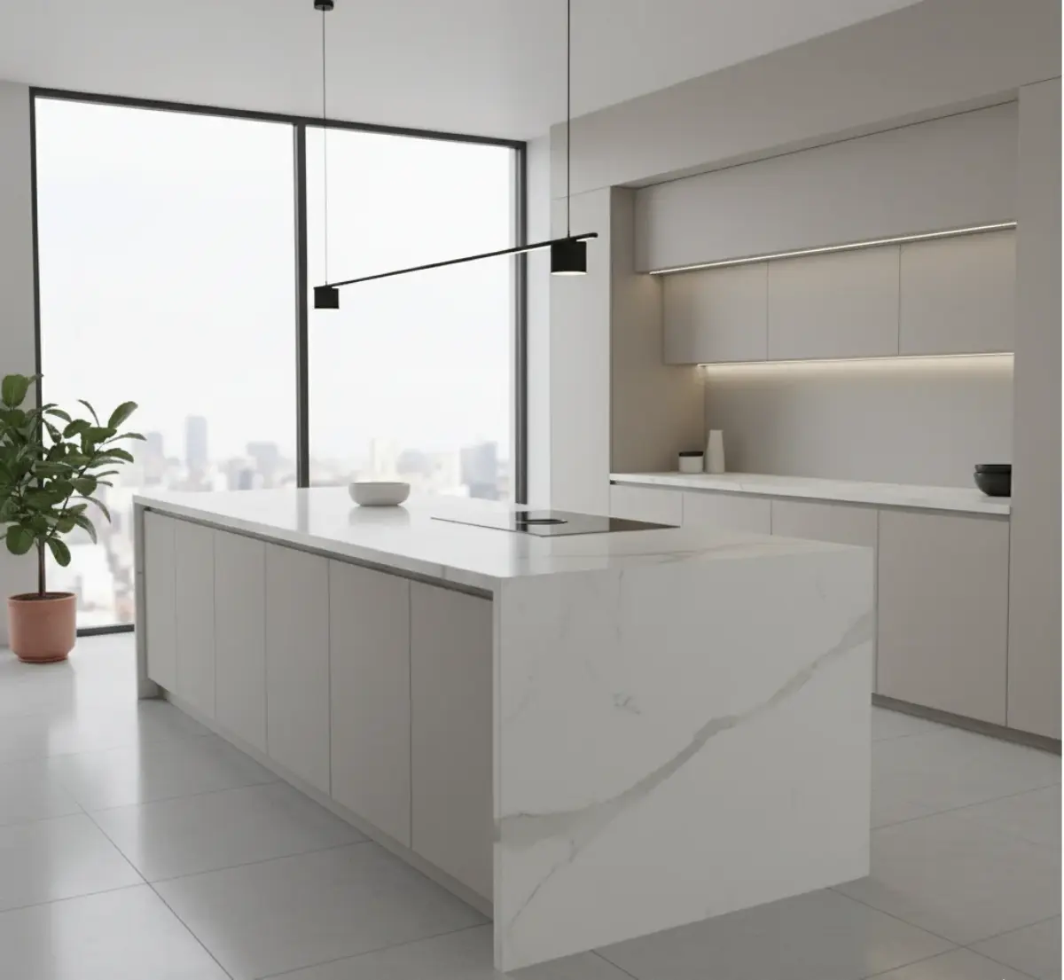 صفحه کابینت گارنت در آشپزخانه مدرن و مینیمال