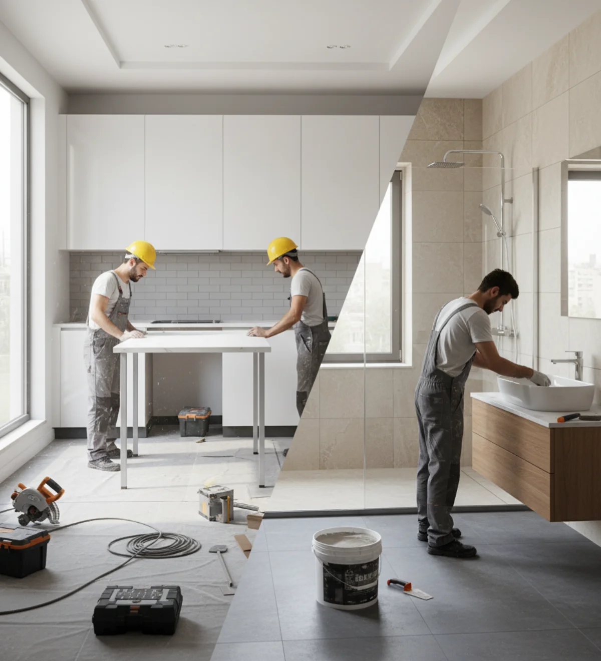 بازسازی سرویس بهداشتی و آشپزخانه