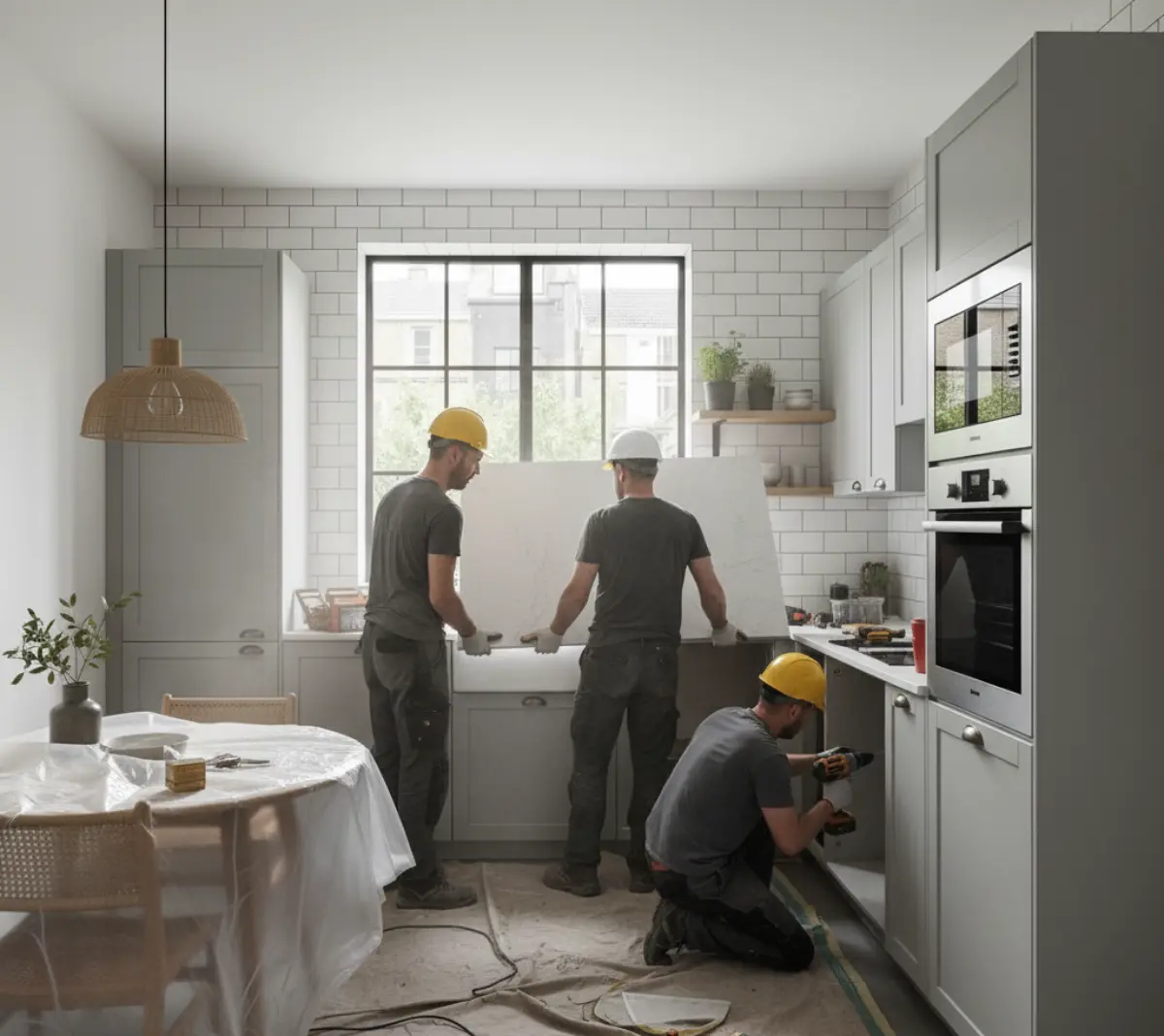 بازسازی آشپزخانه و نصب صفحه کابینت