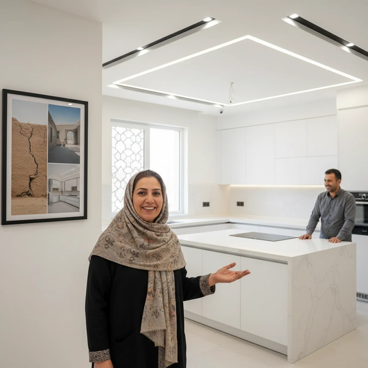 کابینت و جزیره مدرن سفید