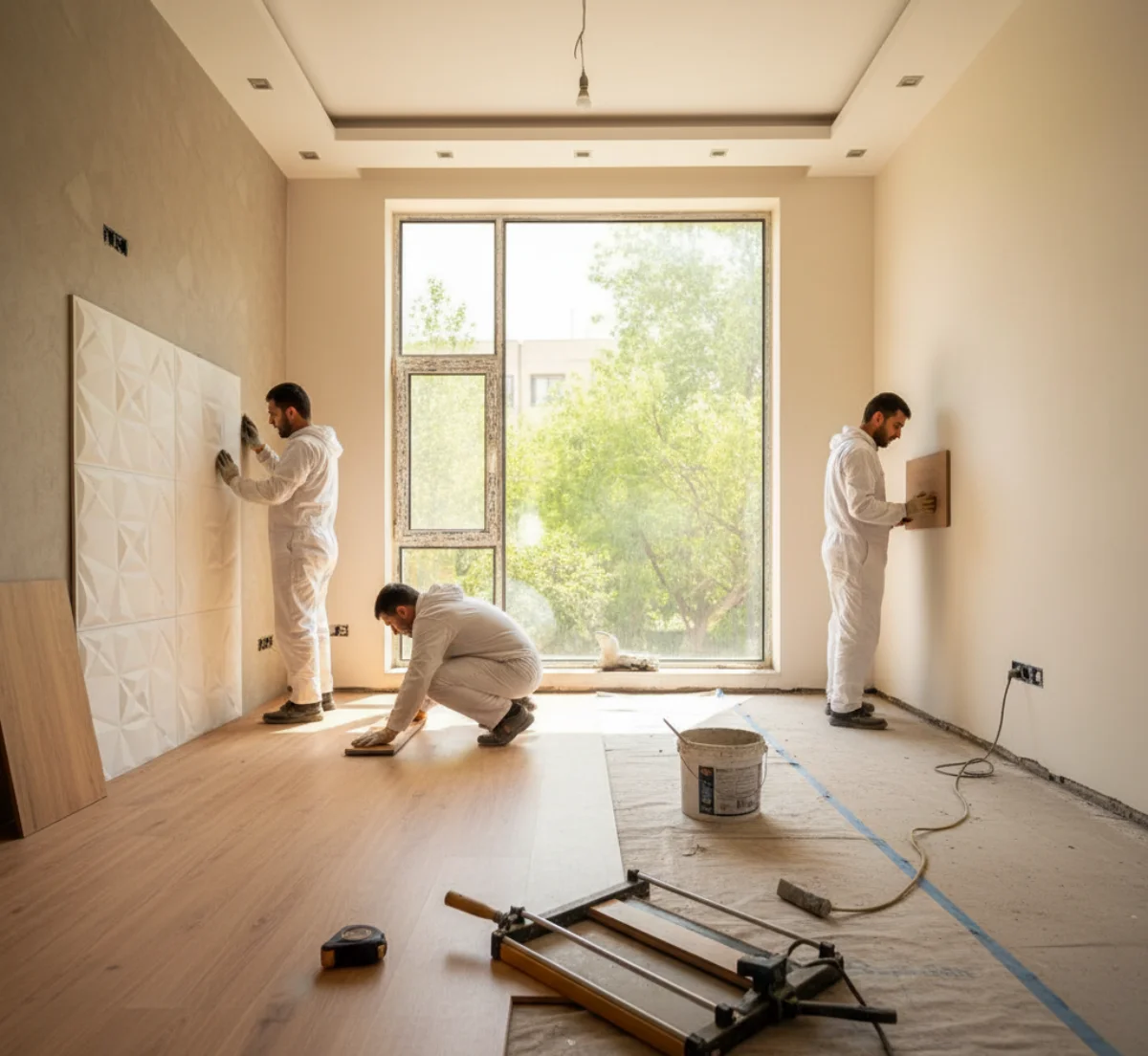 بازسازی کفپوش و دیوارها