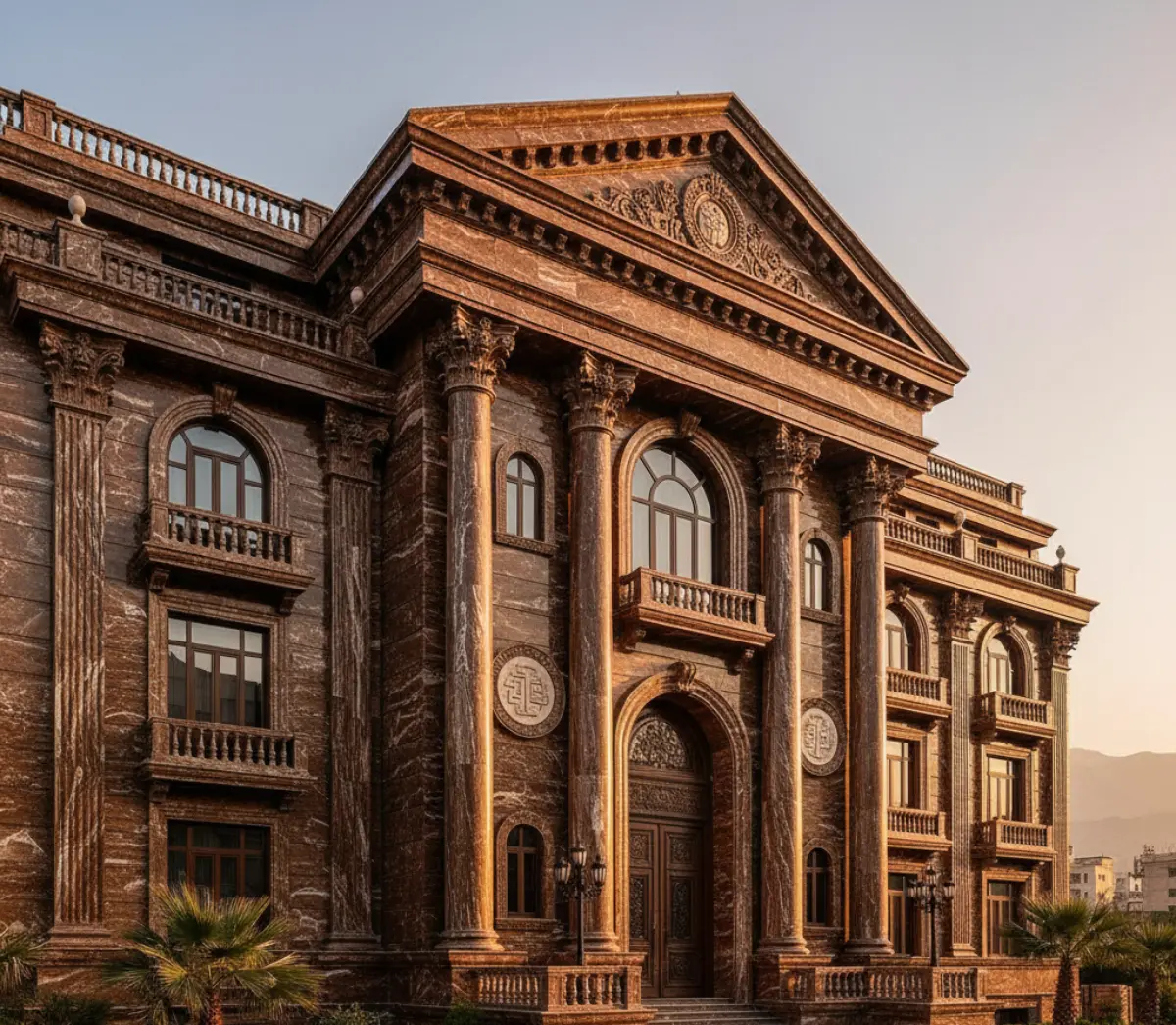 نمای رومی سنگ تراورتن برای مجتمع تجاری