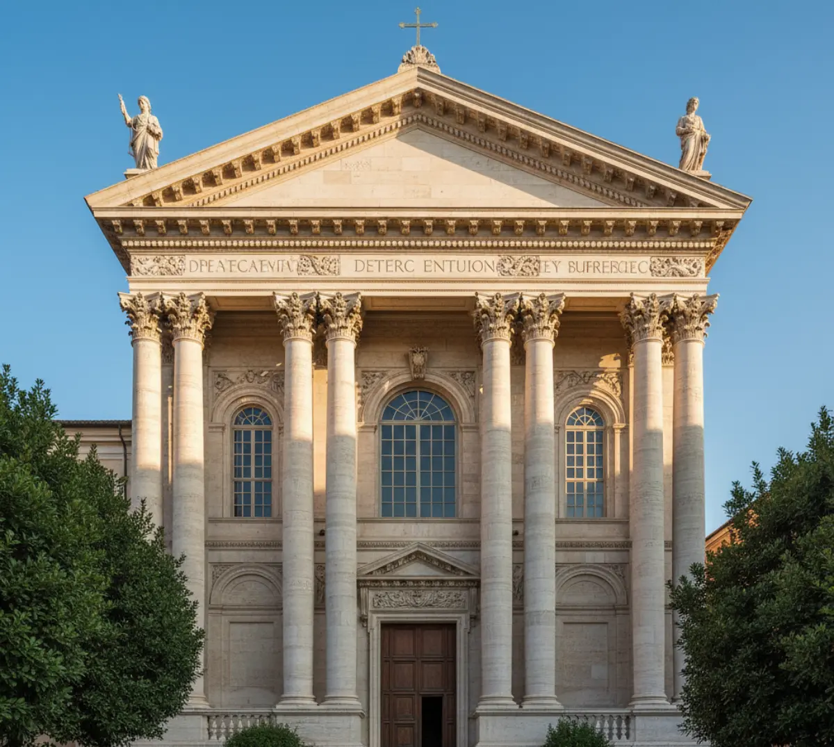 نمای رومی ساختمان با سنگ تراورتن سفید و بژ