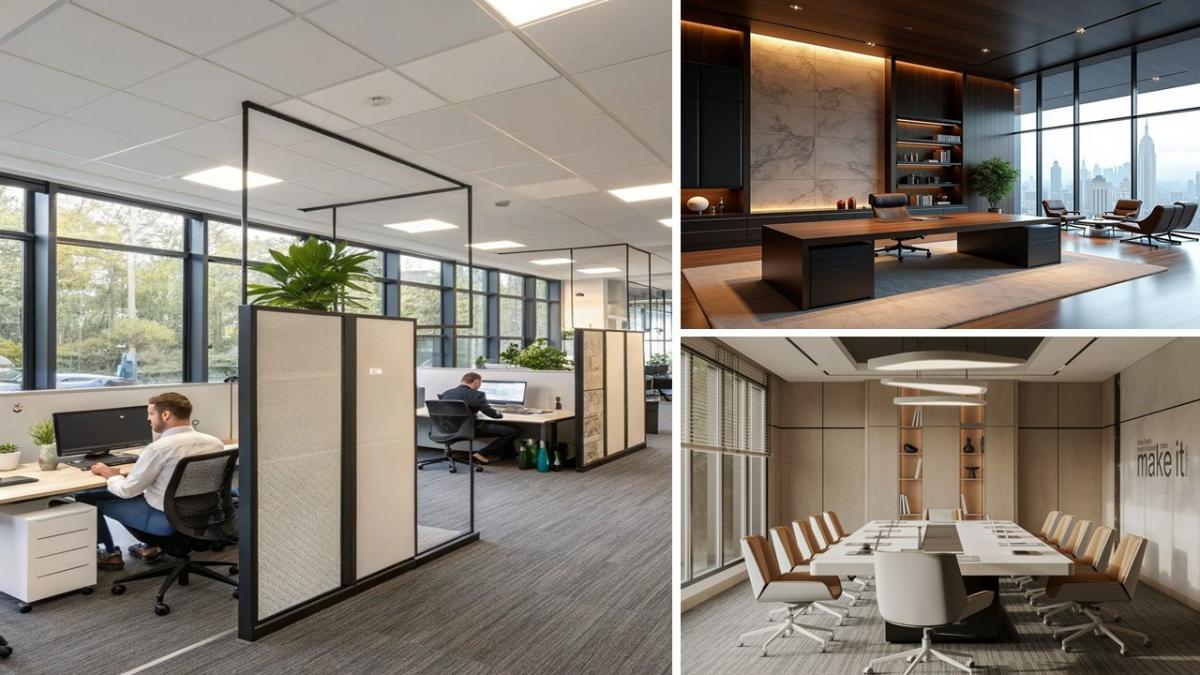 تصویر شاخص سه تا دفترکار با دکوراسیون اداری