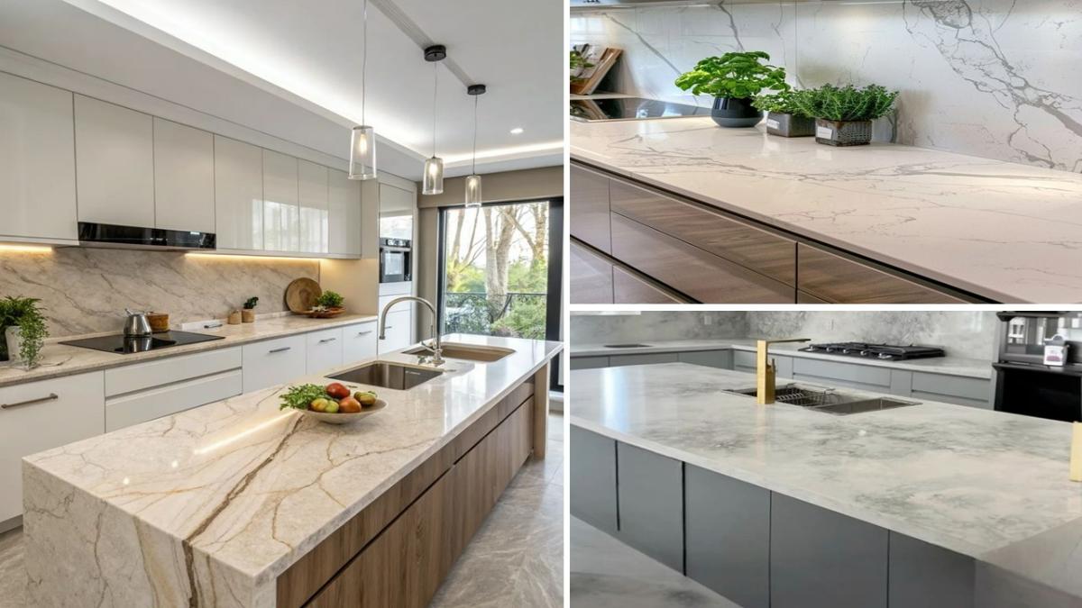 تصویر شاخص انواع صفحه کابینت طرح سنگ در آشپزخانه‌های کلاسیک و مدرن