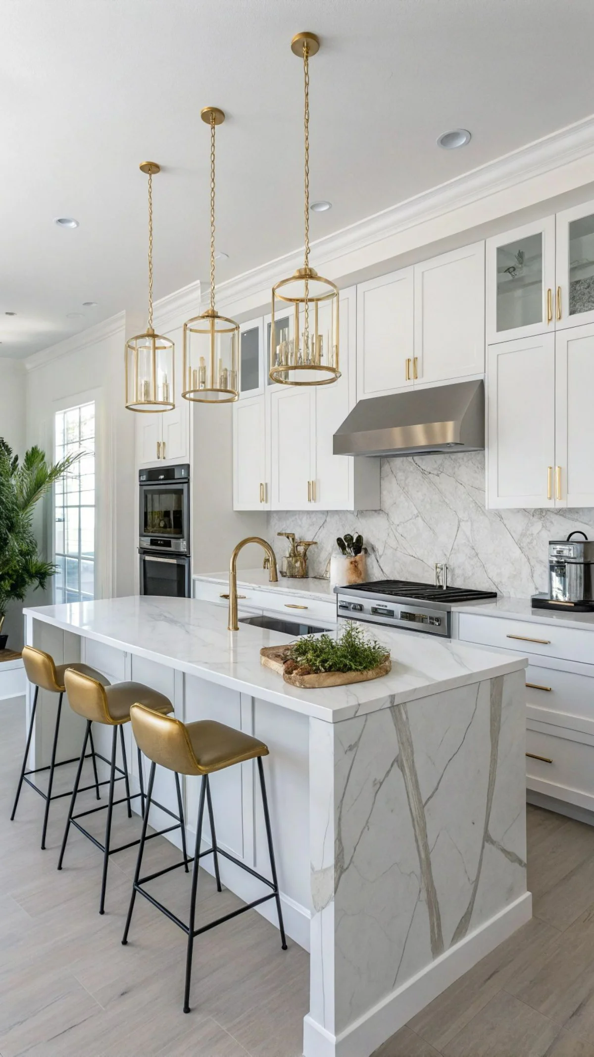 صفحه کابینت طرح سنگ سفید رگه طوسی برای کابینت نئوکلاسیک