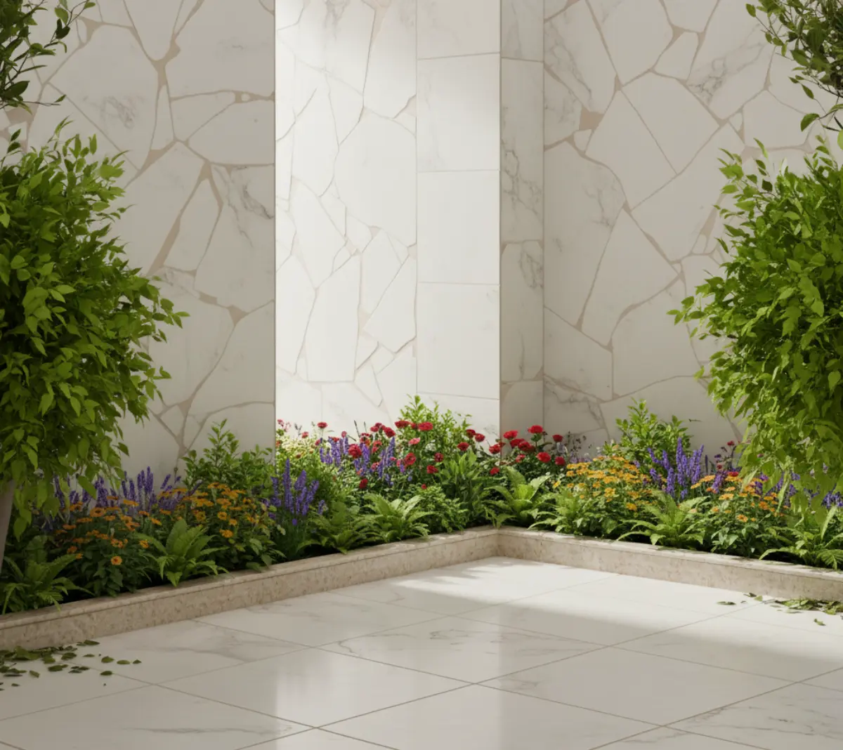 تراورتن سفید برای کف و دیوار حیاط