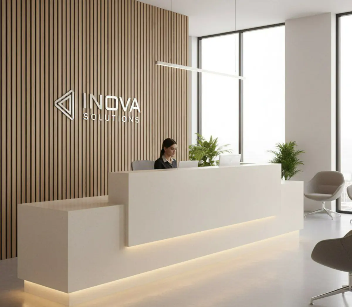 سنگ کورین برای میز کانتر پذیرش اداره با نورپردازی مخفی