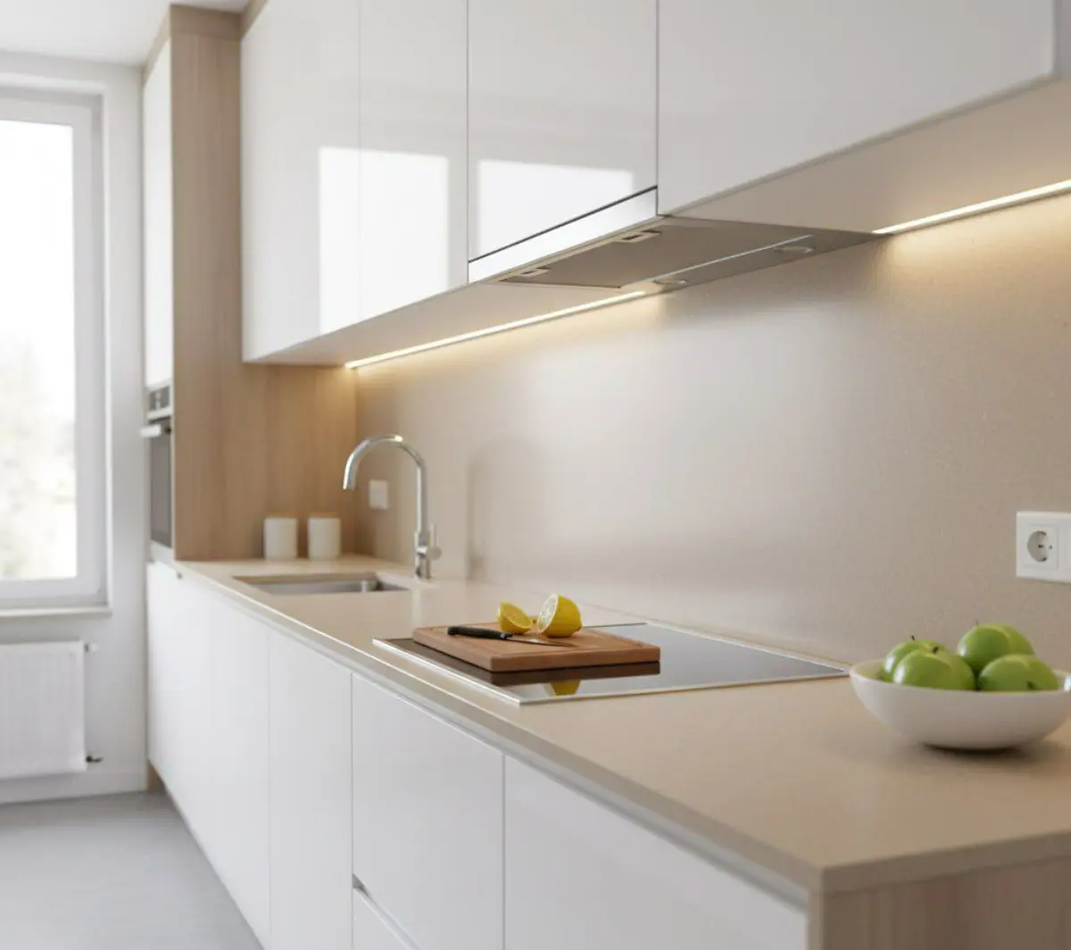 سنگ کورین پلیمری کرم برای صفحه کابینت مدرن سفید