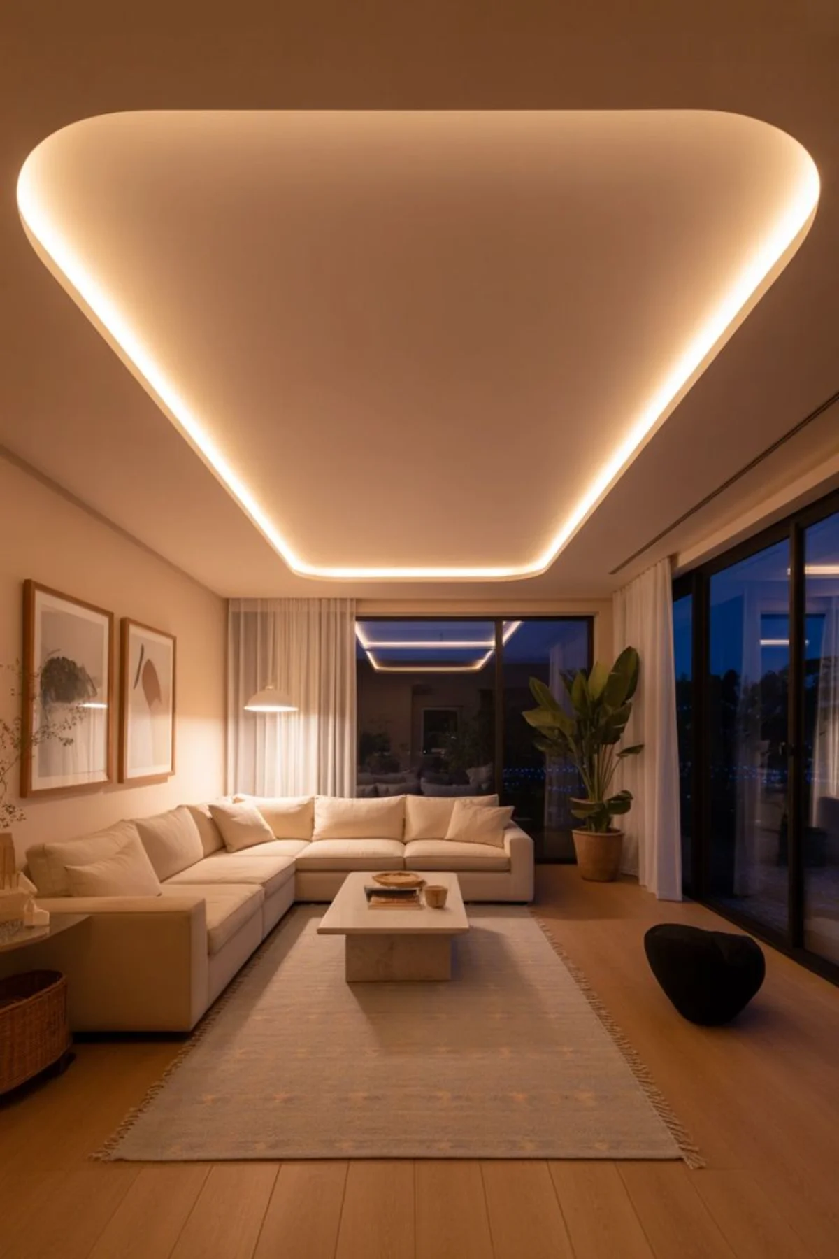 باکس نور مخفی در سقف پذیرایی