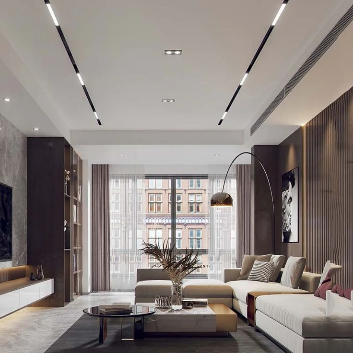 نور خطی سقف در پذیرایی خانه