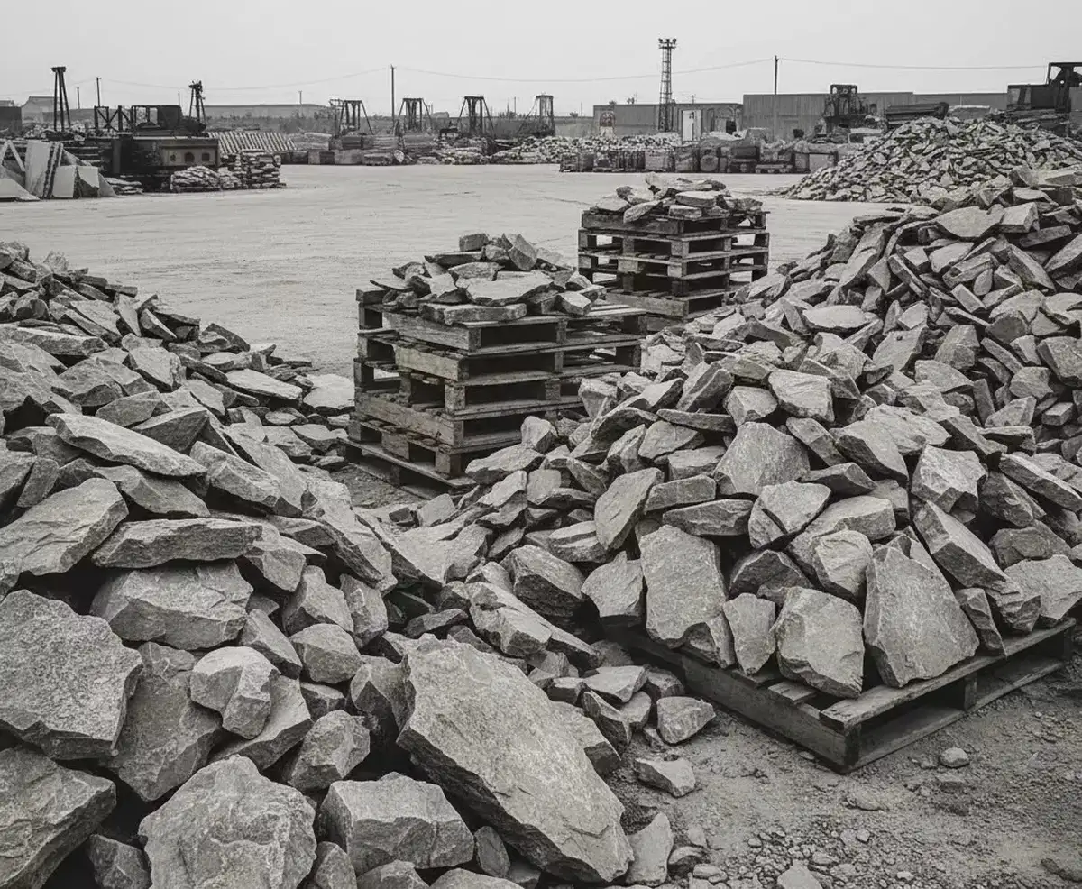 سنگ مالون لاشهای بدون برش دقیق و با شکل نامنظم، استخراج شده از معدن