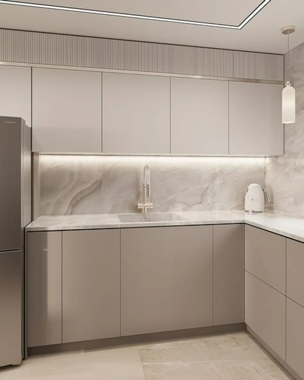 کابینت ام دی اف مدرن کرم بدون دستگیره