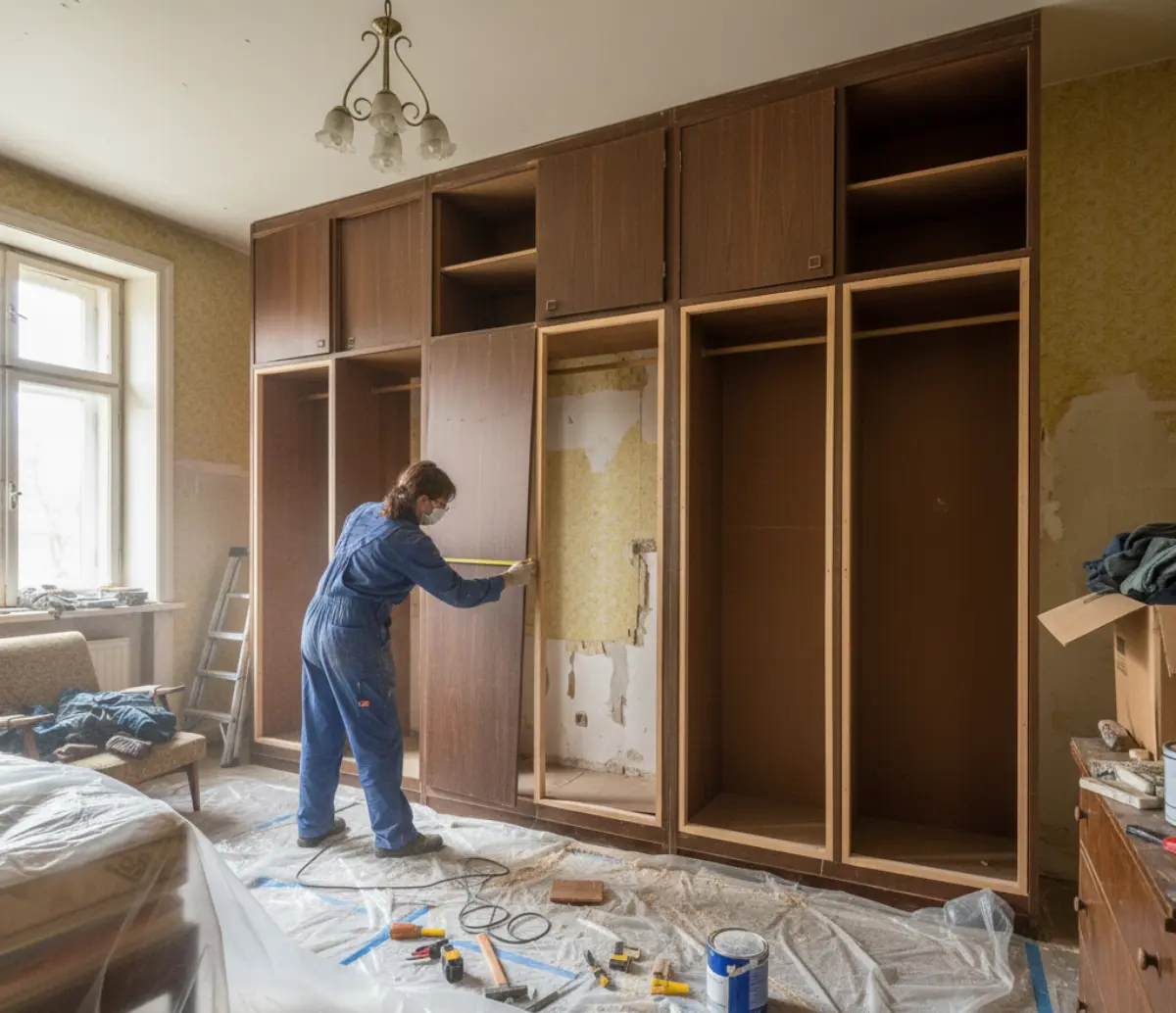 اندازهگیری کمد دیواری در حال بازسازی