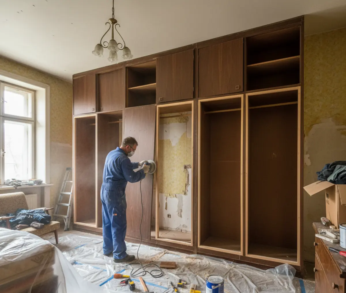 بازسازی کمد دیواری چوبی