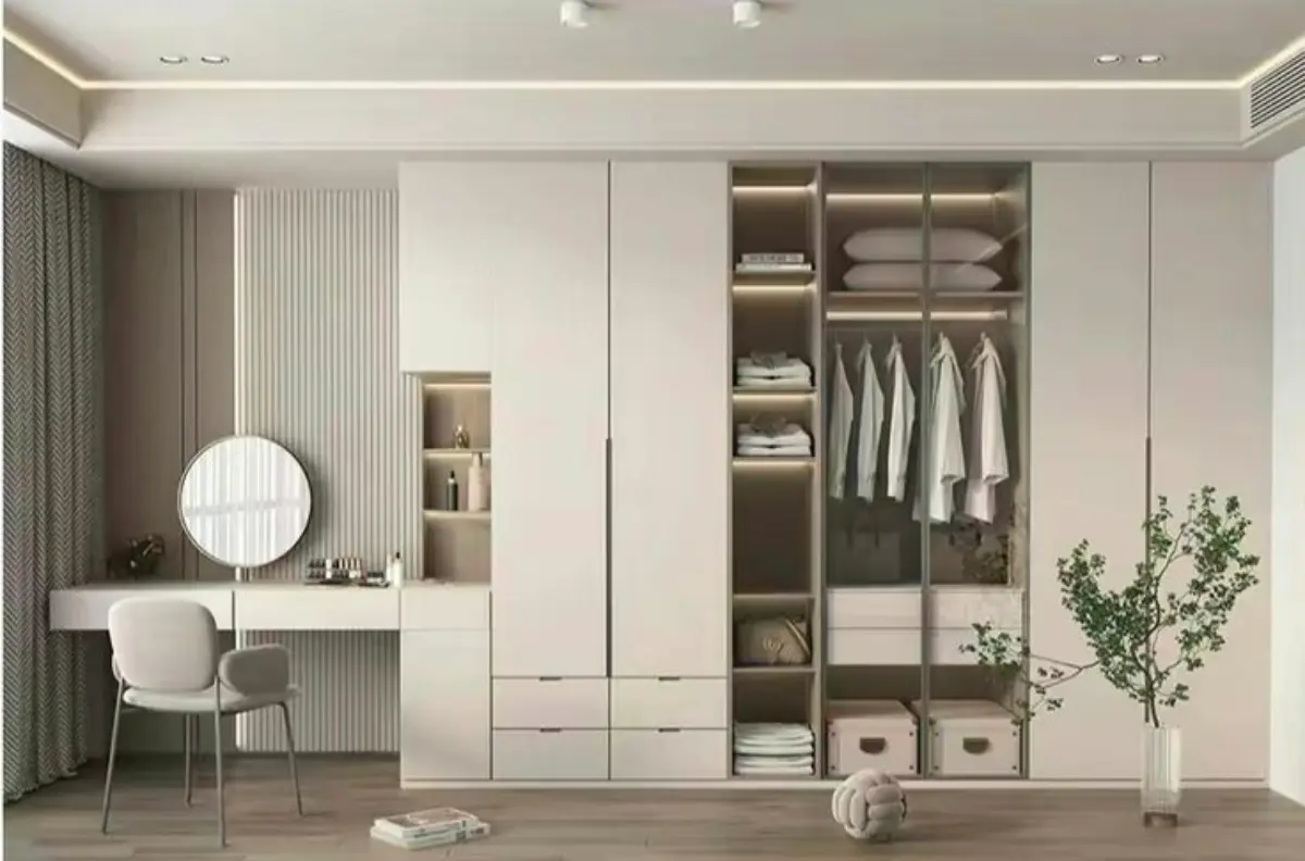 کمد دیواری با میز آرایش مدرن سفید