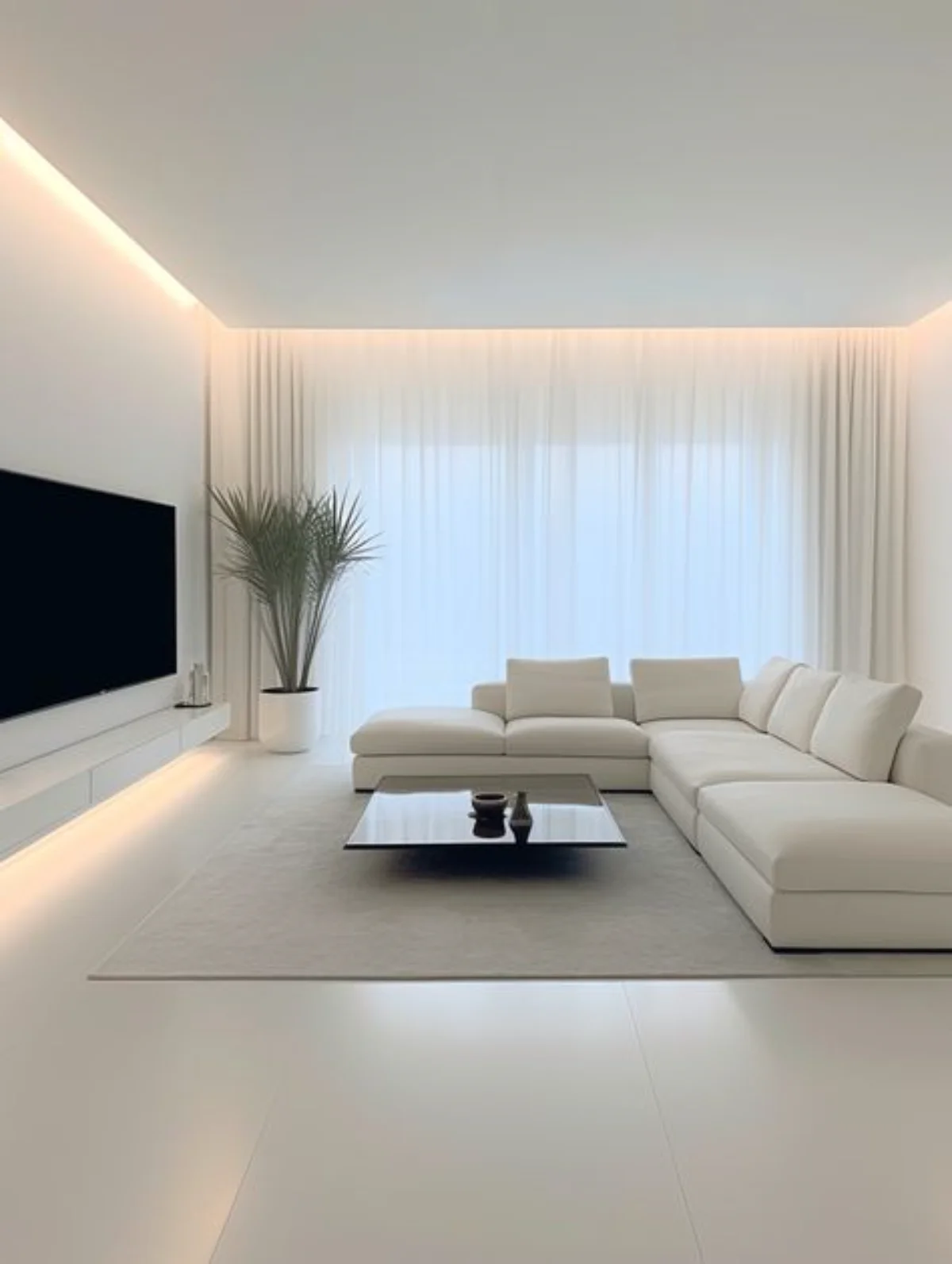 سقف یکپارچه سفید در پذیرایی