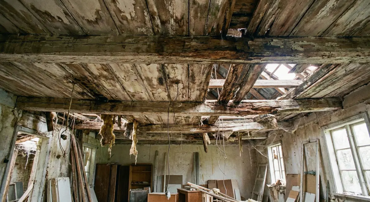 سقف چوبی خراب