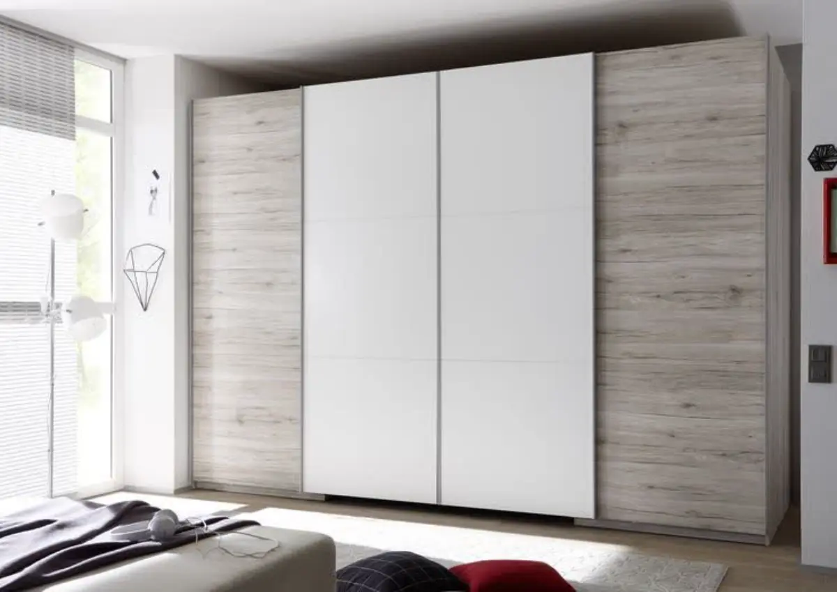 کمد دیواری ریلی سفید چوبی مدرن