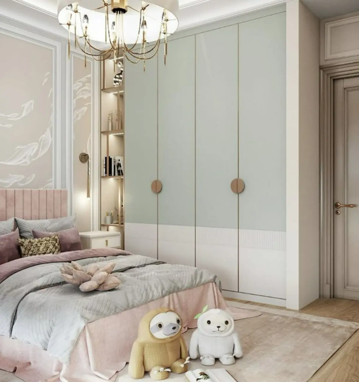 کمد دیواری مدرن آبی سفید