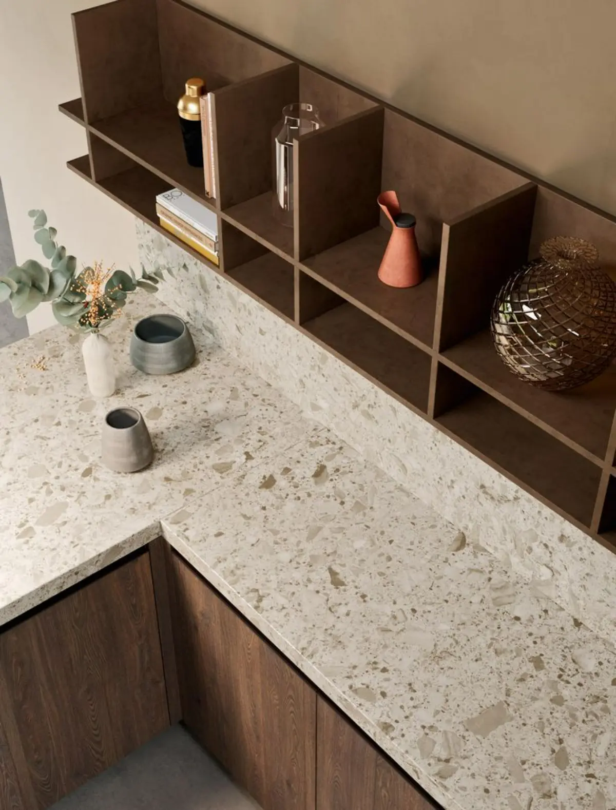 صفحه کابینت سفید سنگی برای کابینت چوبی