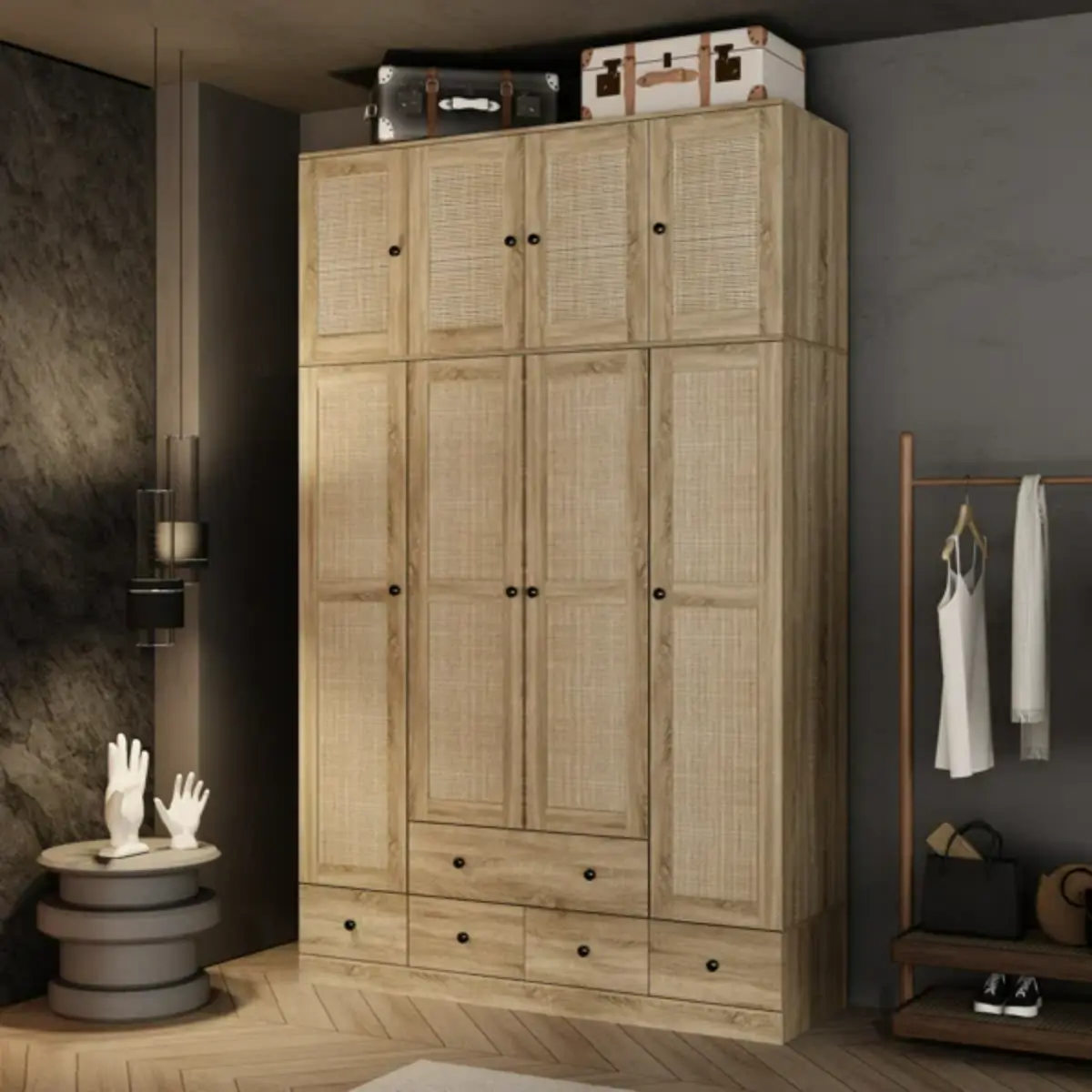 کمد دیواری پسرانه چوبی با دستگیرههای گرد