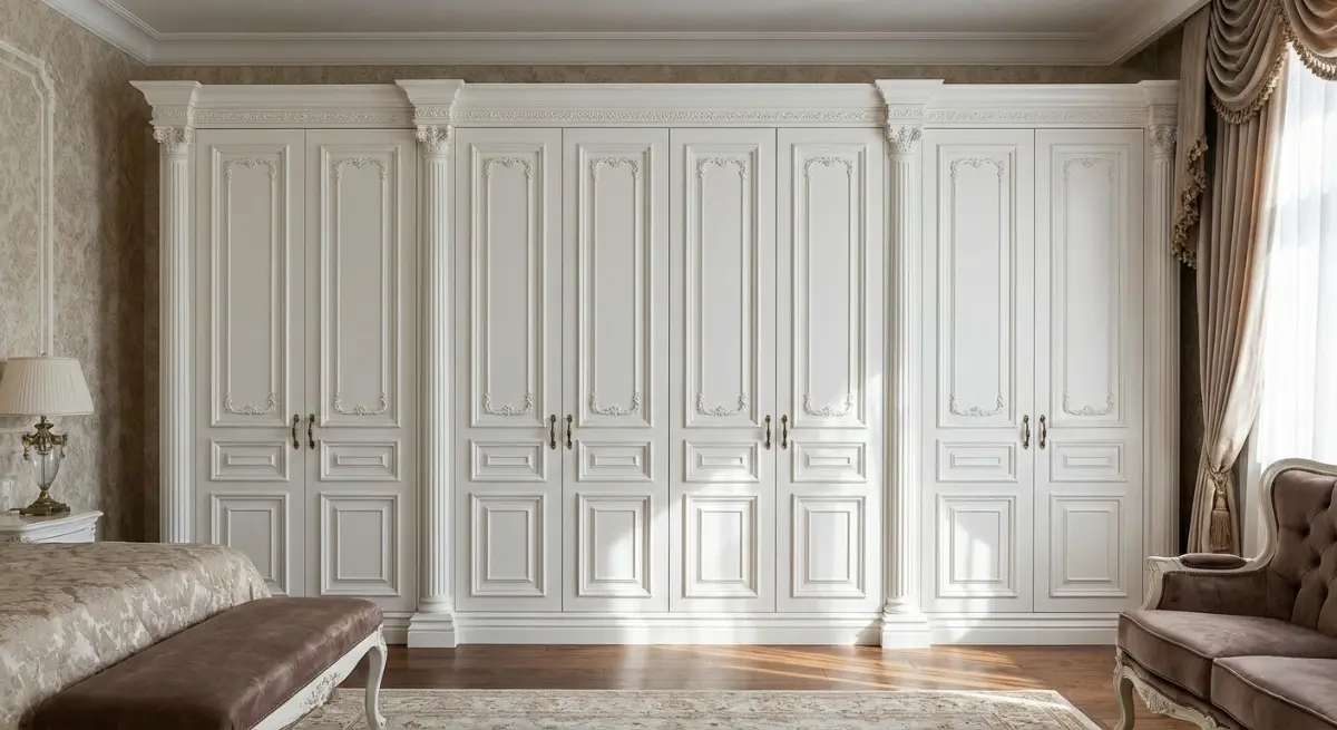 کمد دیواری پلی اورتان سفید کلاسیک