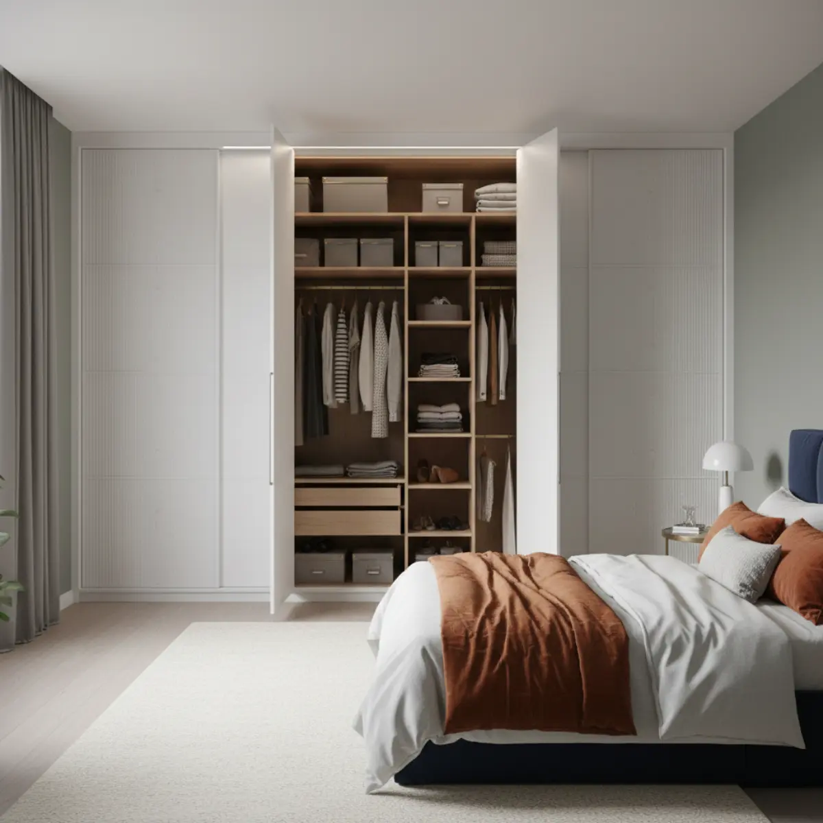 کمد دیواری سفید رنگ با درب لولایی