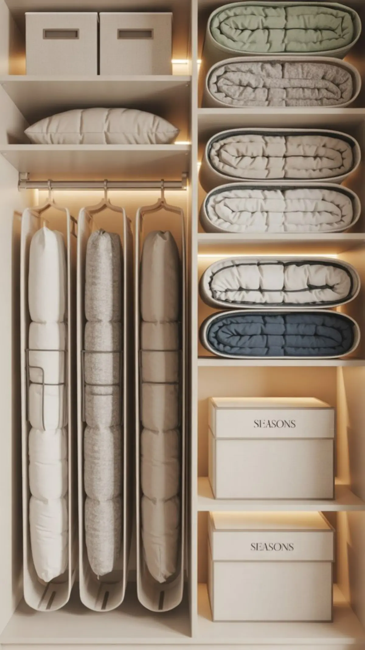 کمد دیواری رختخواب با آویز پتو