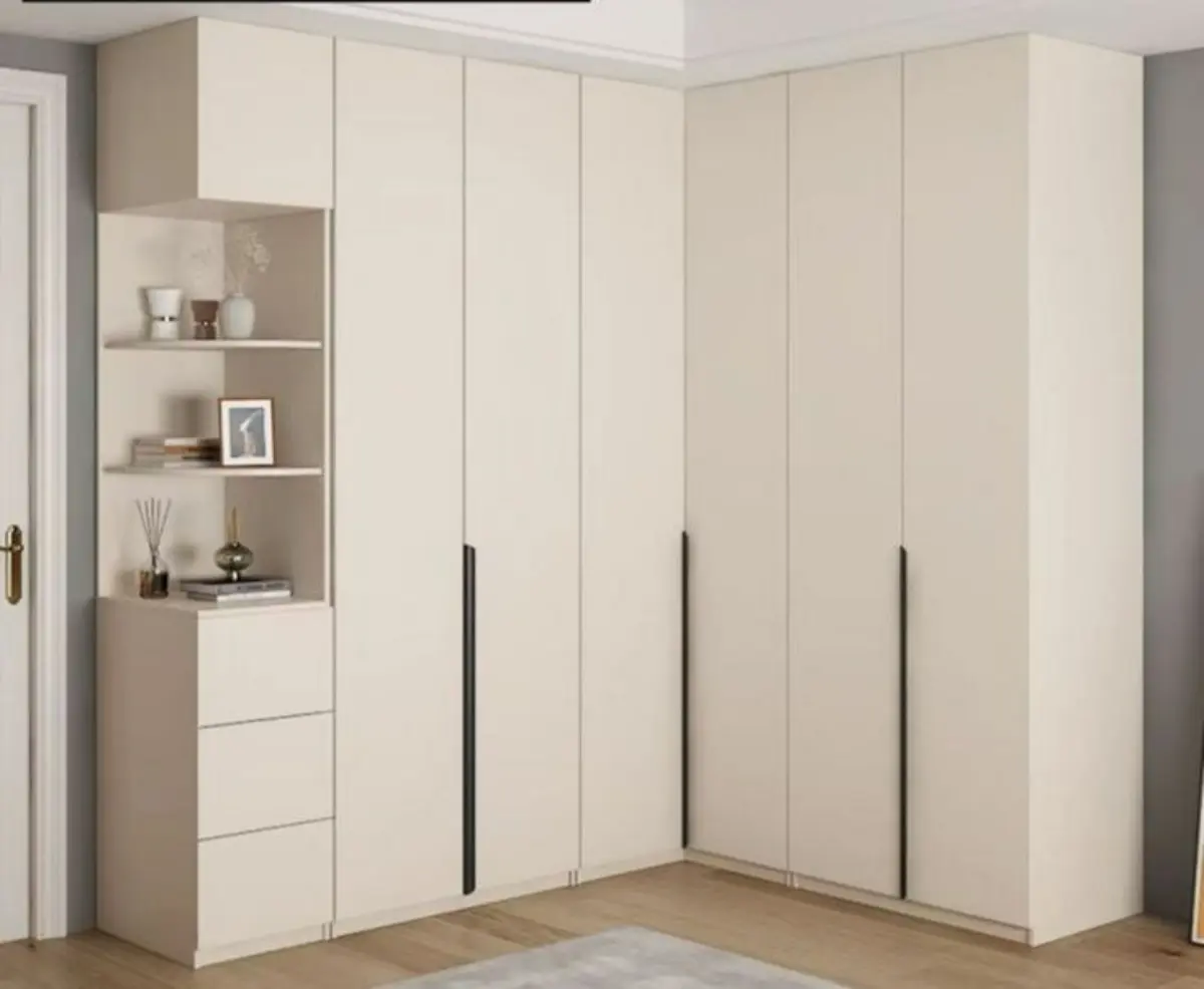 کمد دیواری کنج مینیمال با شلف