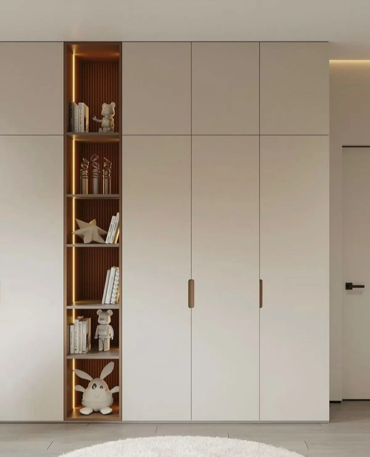 کتابخانه و کمد دیواری چوبی و مدرن سفید